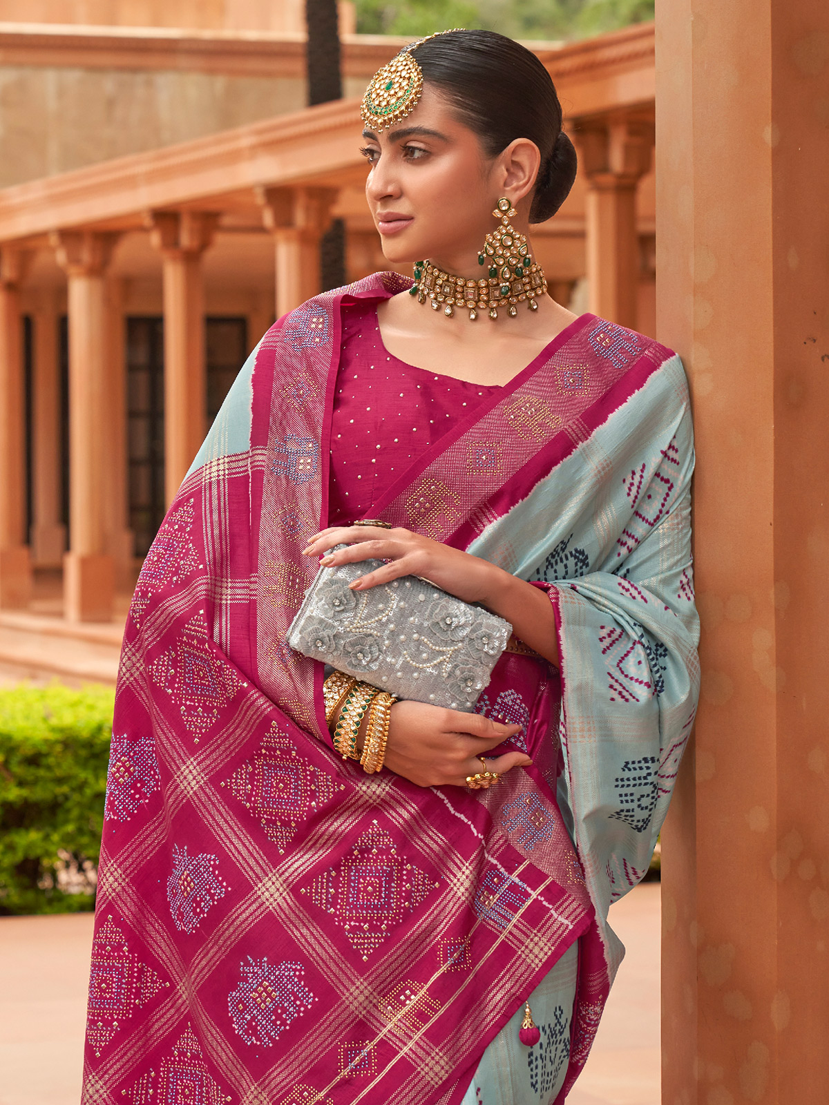 Blue saree hot sale for bride