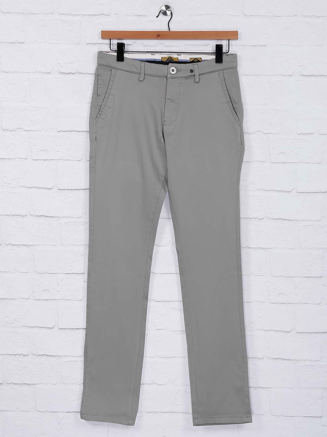 Buy Men Grey Slim Fit Textured Flat Front Formal Trousers Online - 695324 |  Louis Philippe