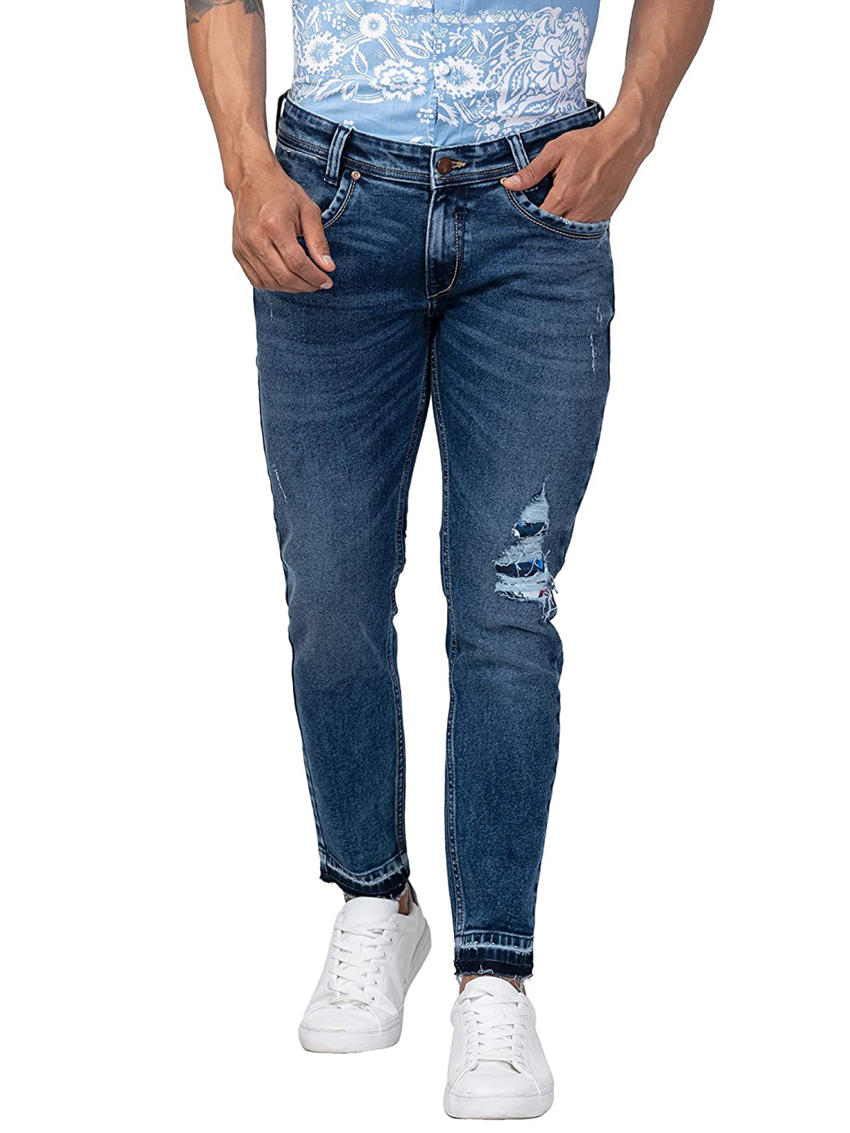 Spykar Vintage Blue Cotton Comfort Fit Narrow Length Jeans For Men  (Trooper) - mact02bb44vintageblue