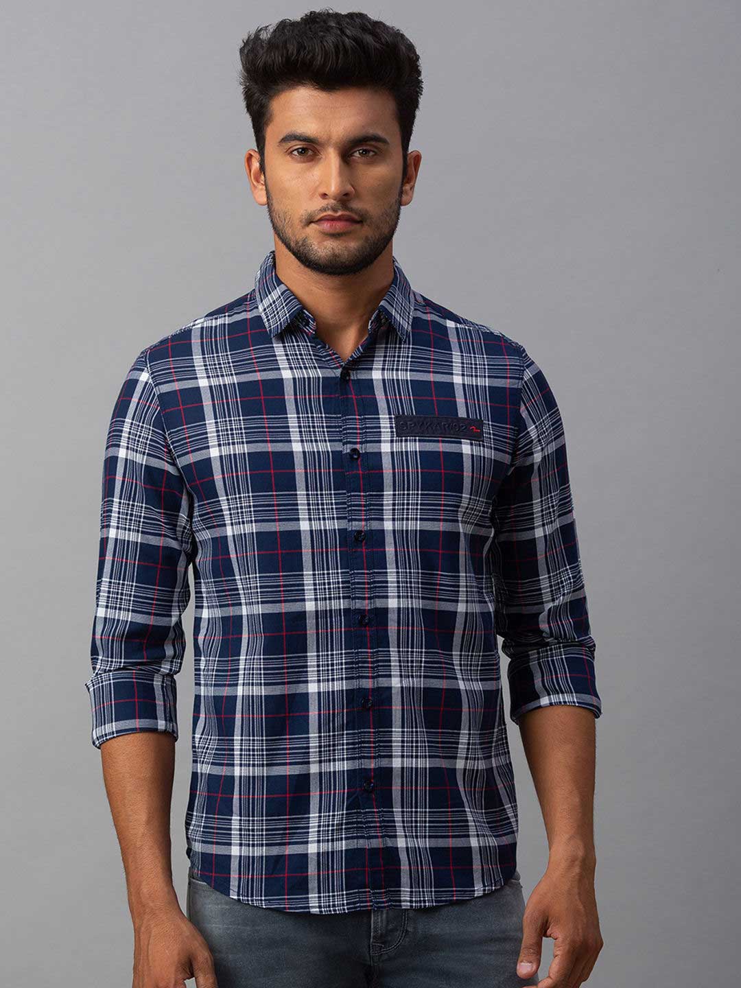 spykar navy blue shirt