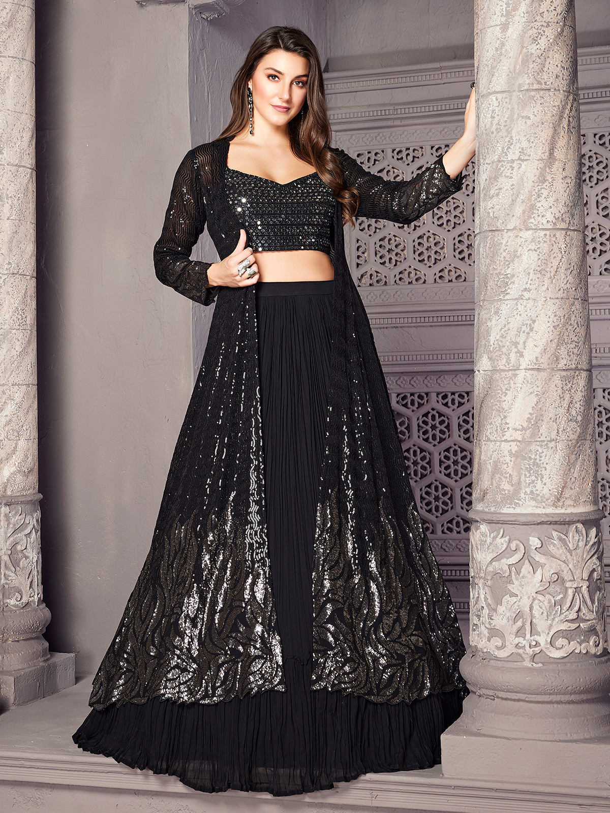 Buy online Black Stitched Lehenga Jacket from ethnic wear for Women by  Scakhi for ₹9450 at 65% off | 2024 Limeroad.com