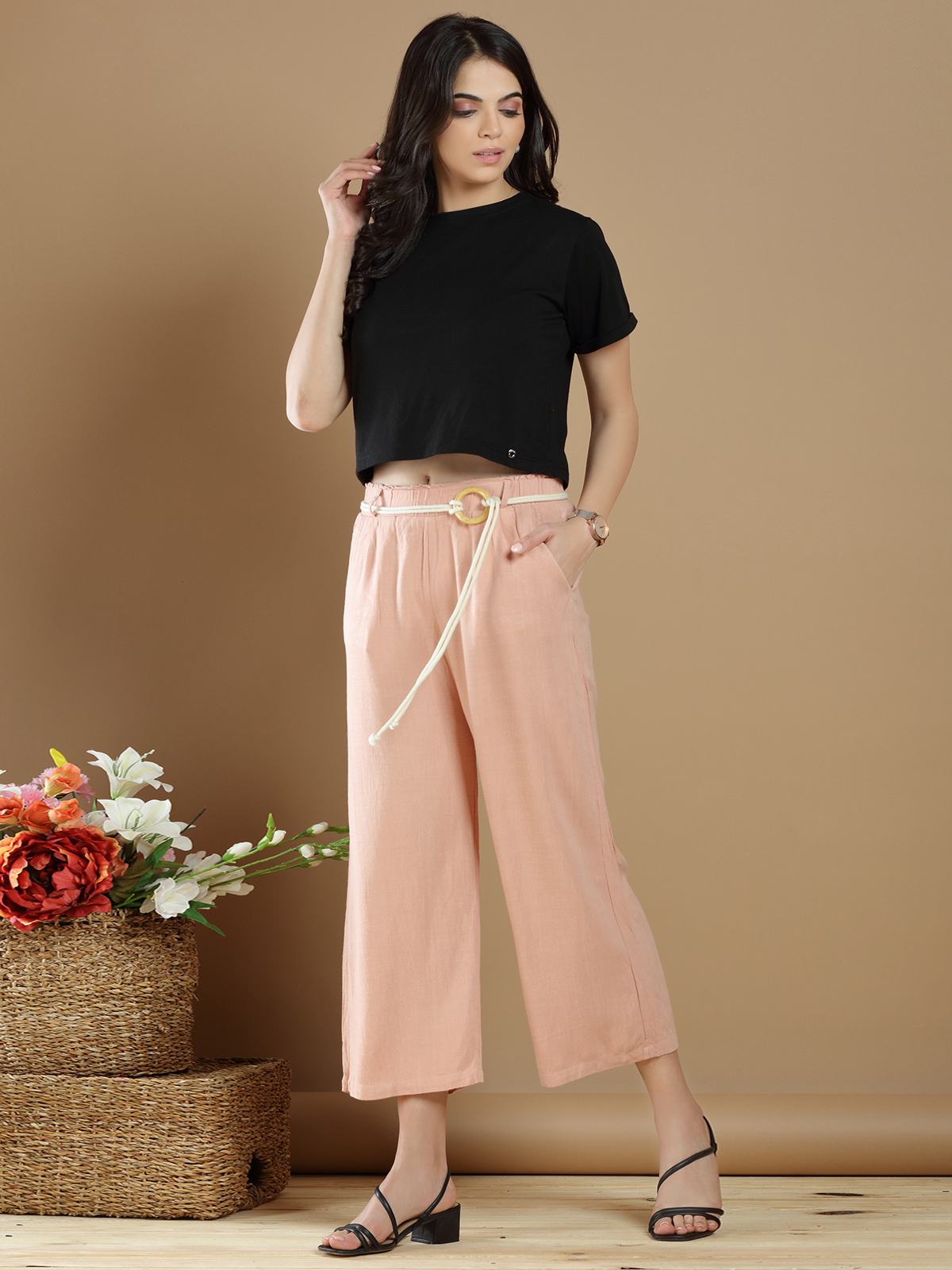 Buy A R Silk Women's and Girls Cotton Reyon Regular Fit Palazzo Pants(ARSP085)  Peach at Amazon.in