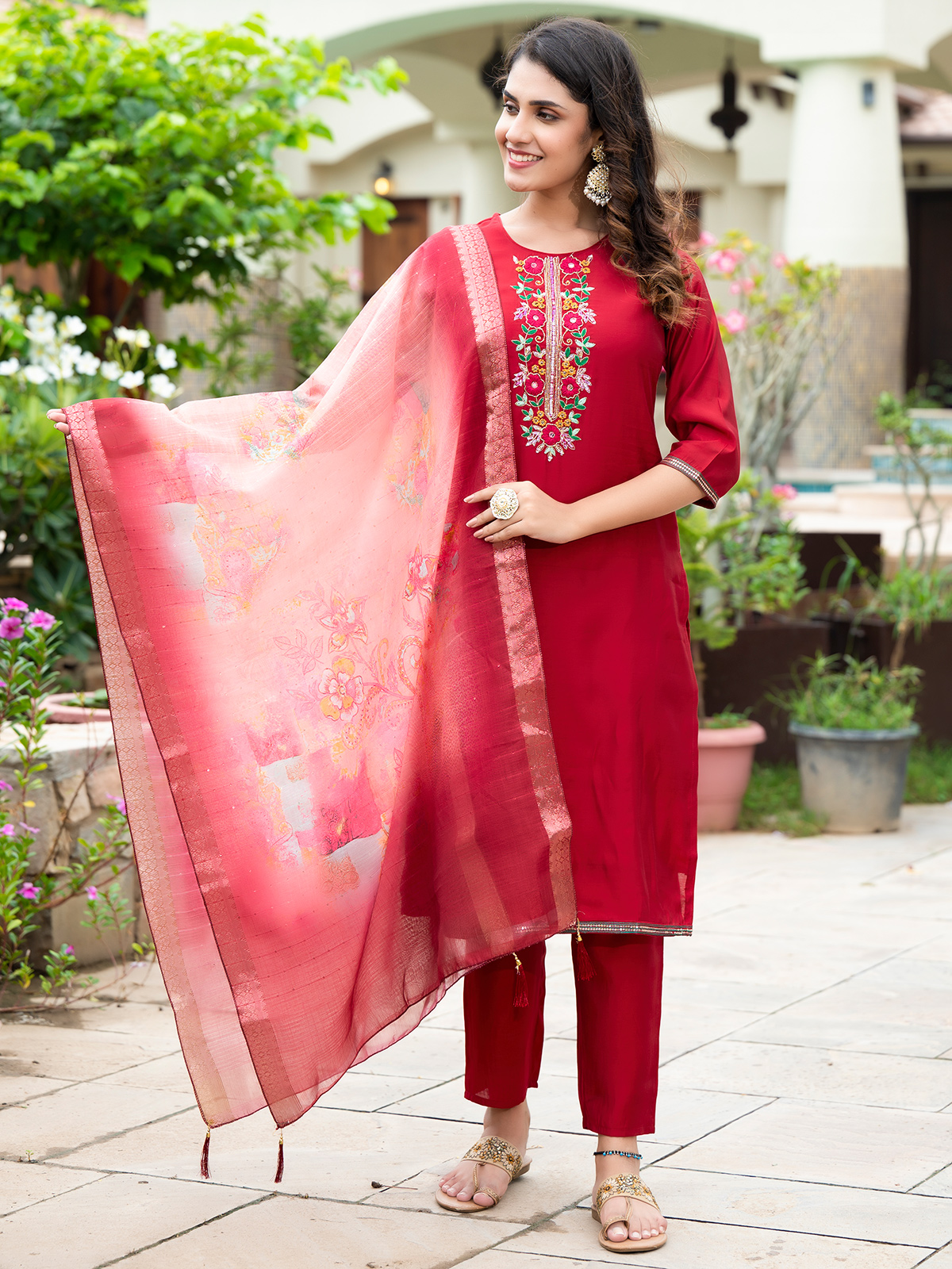 RED Kurti With Duppata Set