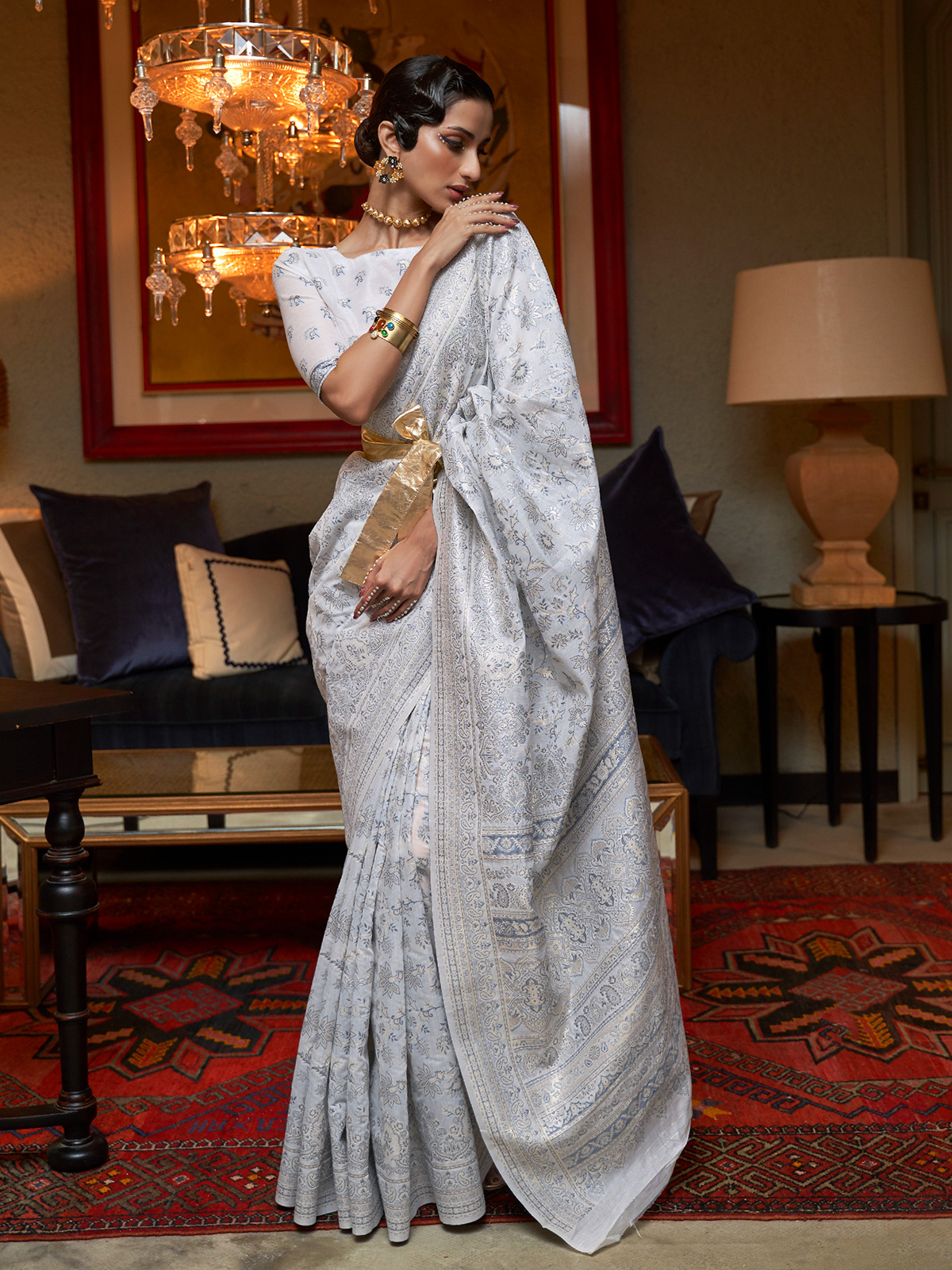 Stunning white silk wedding saree - G3-WSA54343 