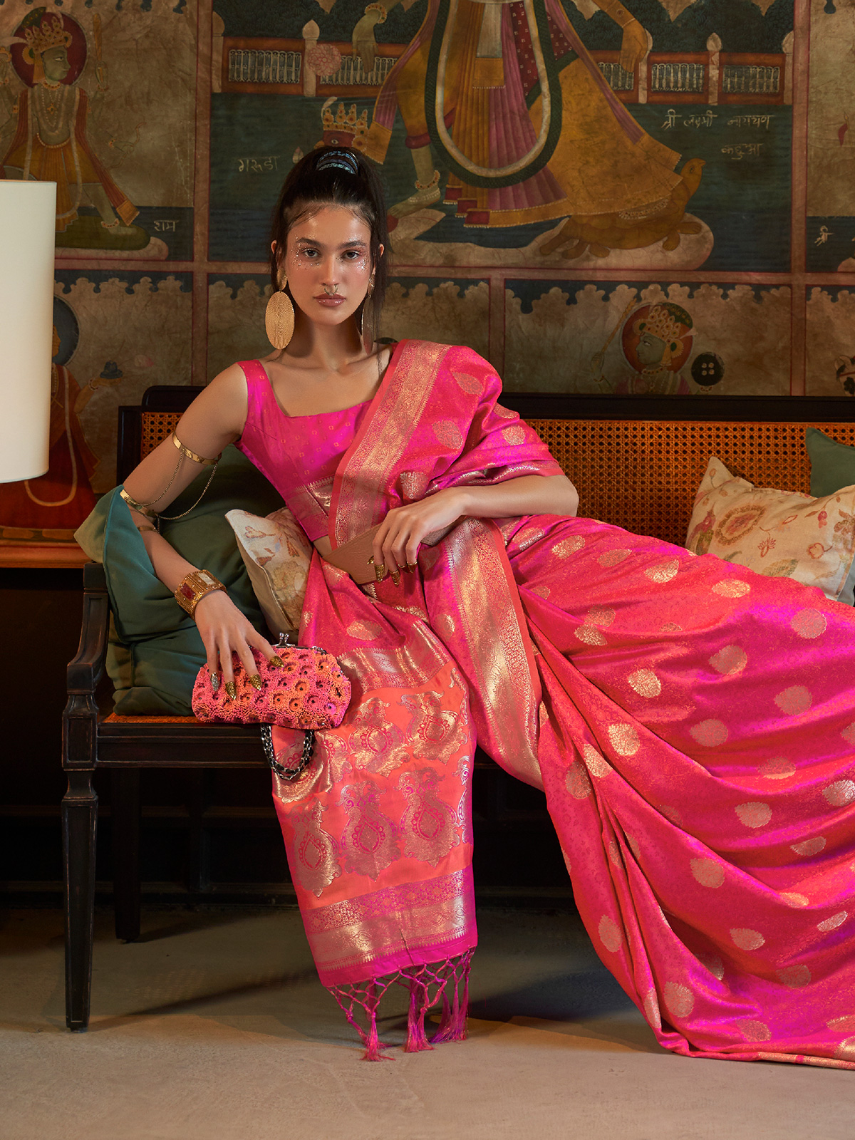 Ranas Crep Tissue Silk With Zari Work Saree