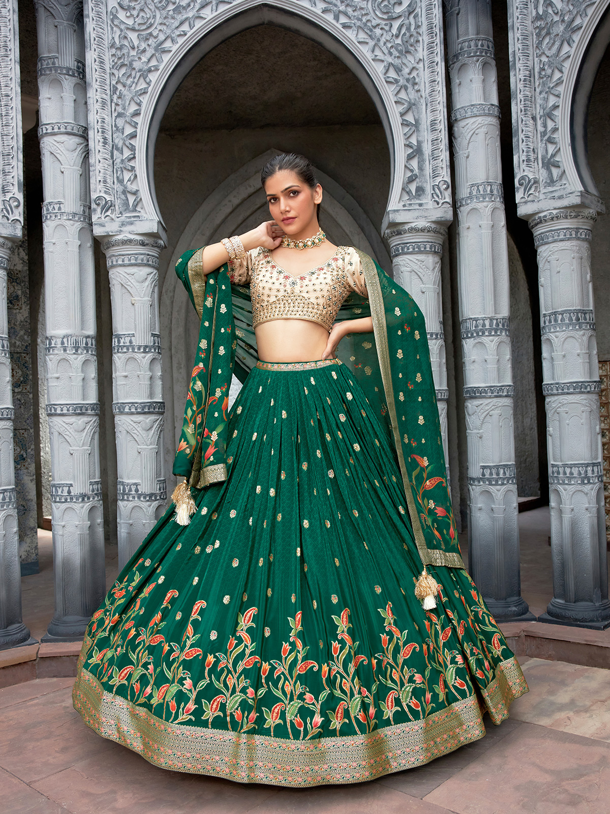 Mint Green Lehenga Choli w/ Pearl Work: Indian Bridal Lehenga ~San  Francisco – B Anu Designs