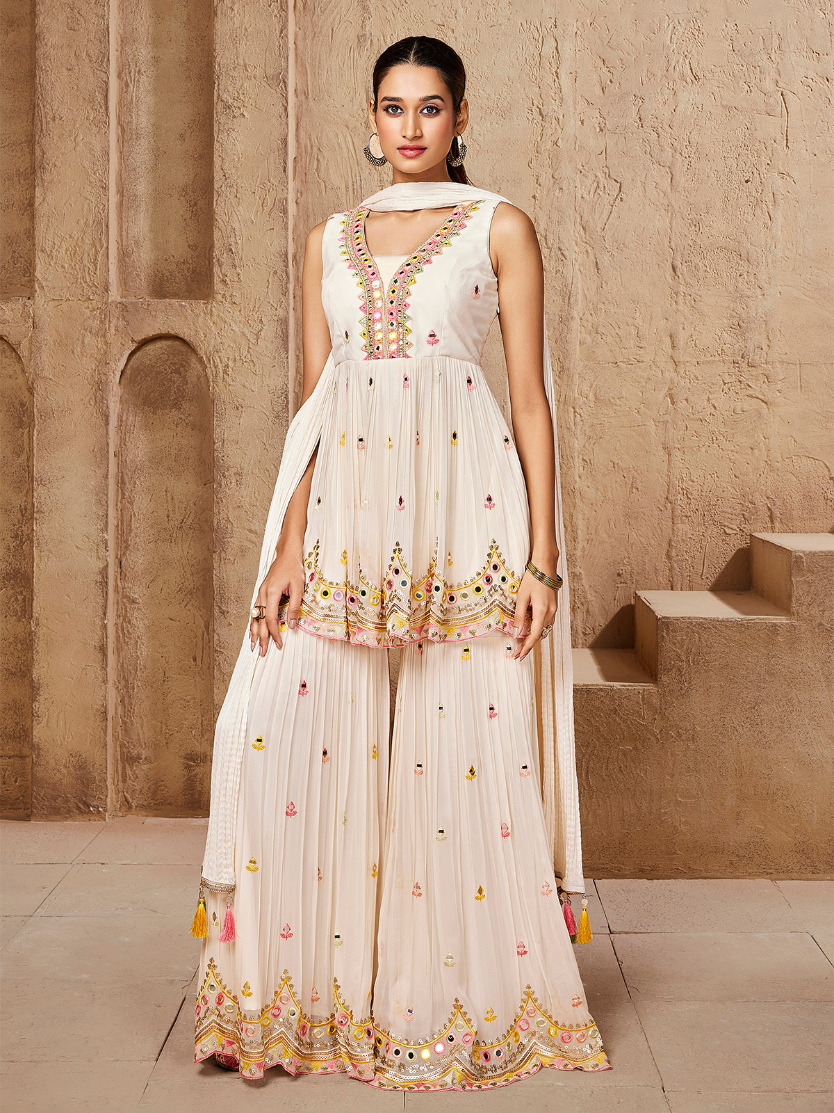 White sharara suit best sale online