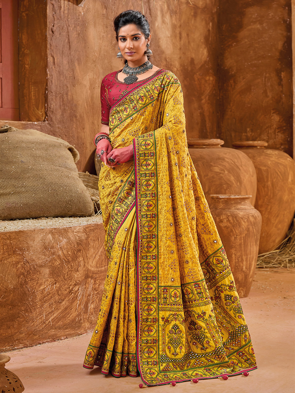 Yellow Color New Design Soft Banarasi Silk Saree with Golden Zari Work -  Navshtri Family