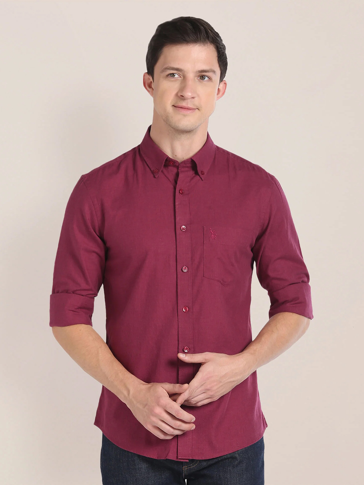 U S POLO ASSN maroon plain shirt G3 MCS12727 G3fashion