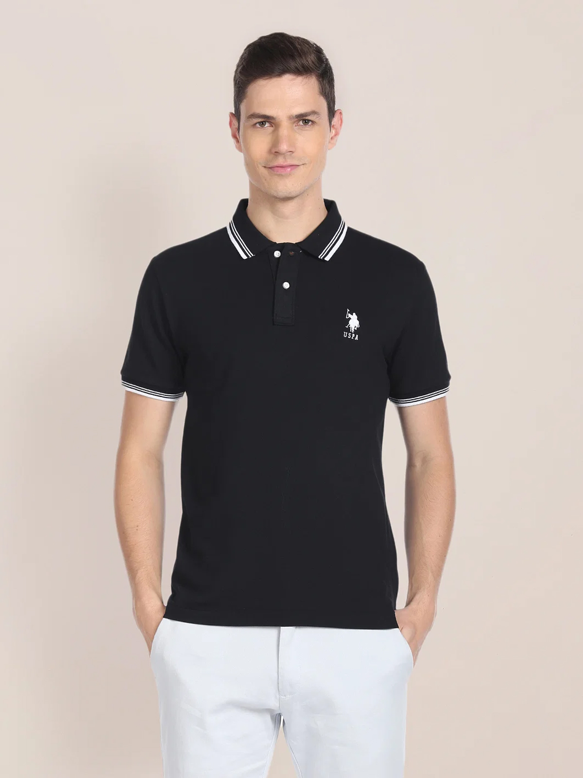 U S POLO ASSN plain black cotton t shirt G3 MTS16531 G3fashion