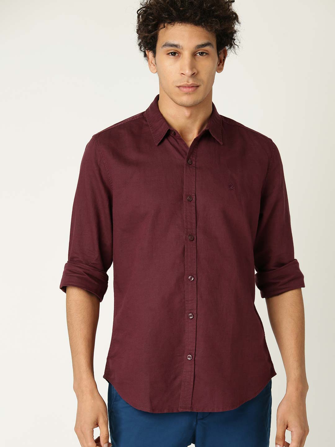 UCB solid maroon color linen shirt - G3 