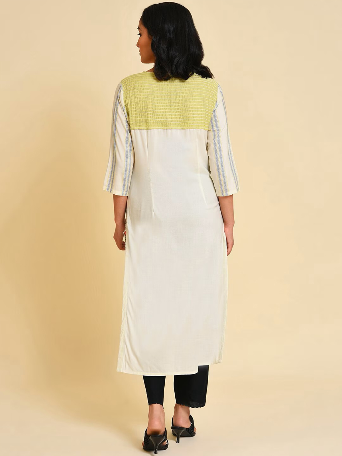 Kiara' Off White Plain Cotton Frock Style kurti – The Yellow Bells