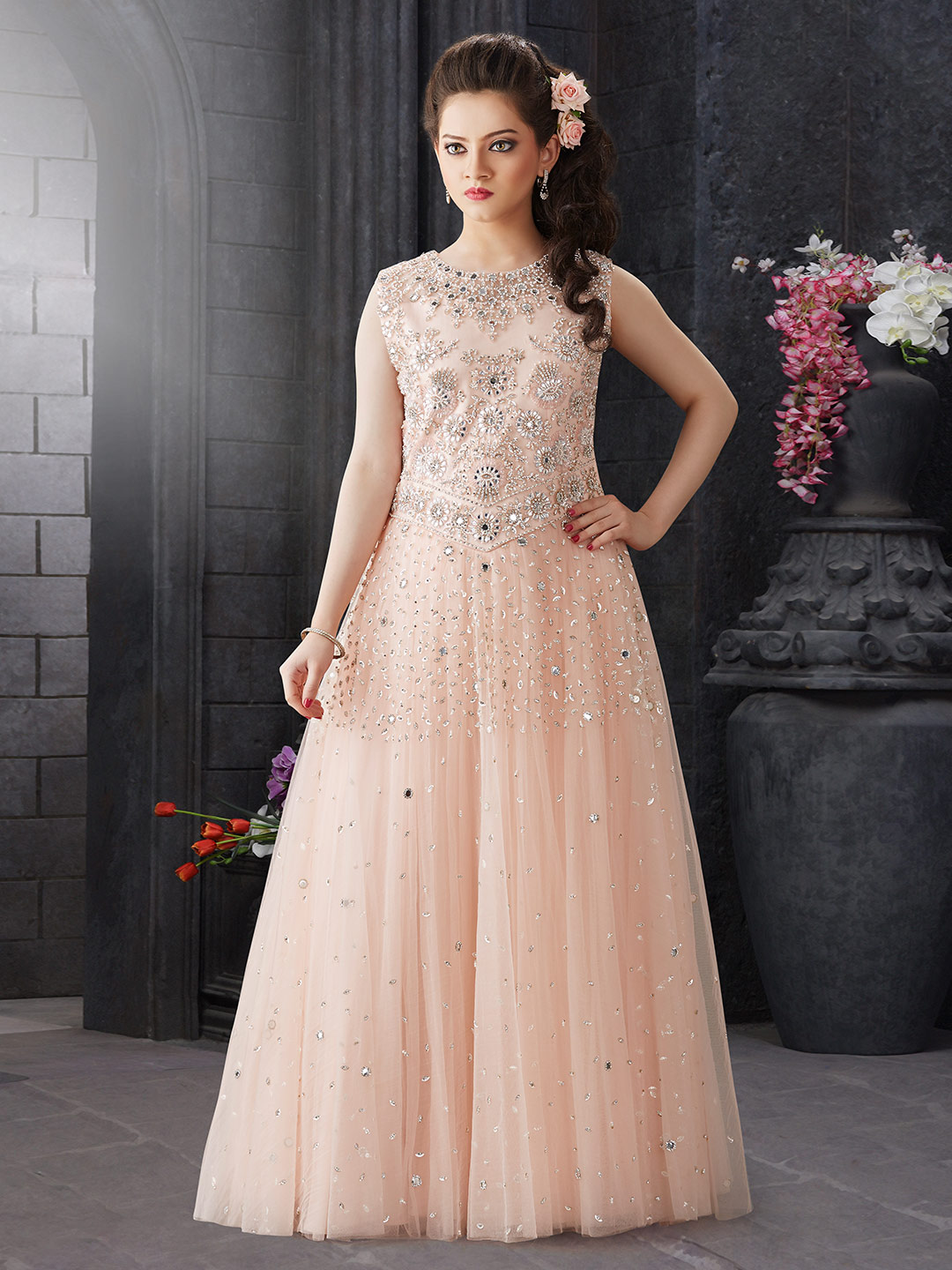 Peach Long Gown For Wedding 2024 jasterluis