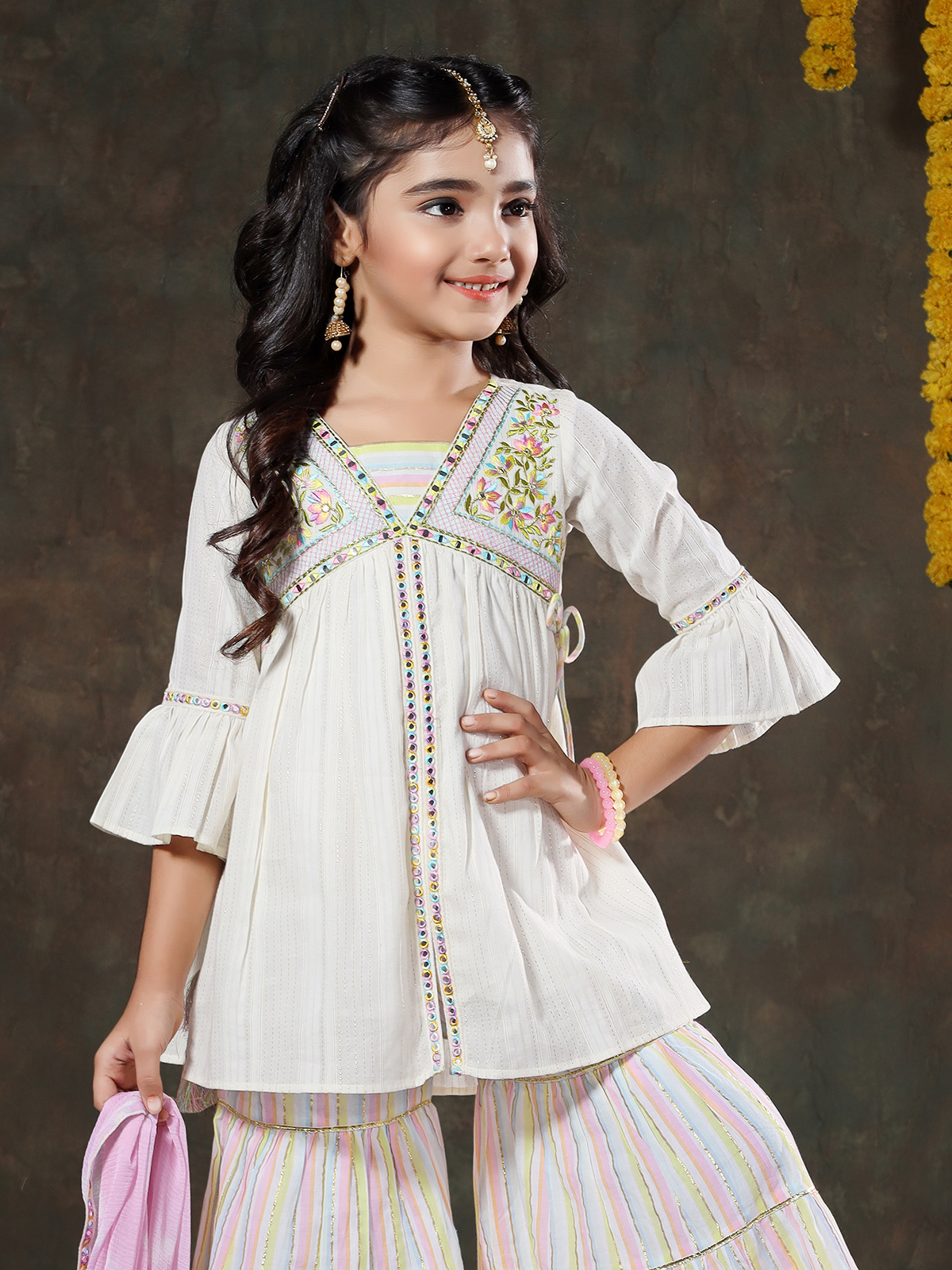 White cotton 2025 sharara suit