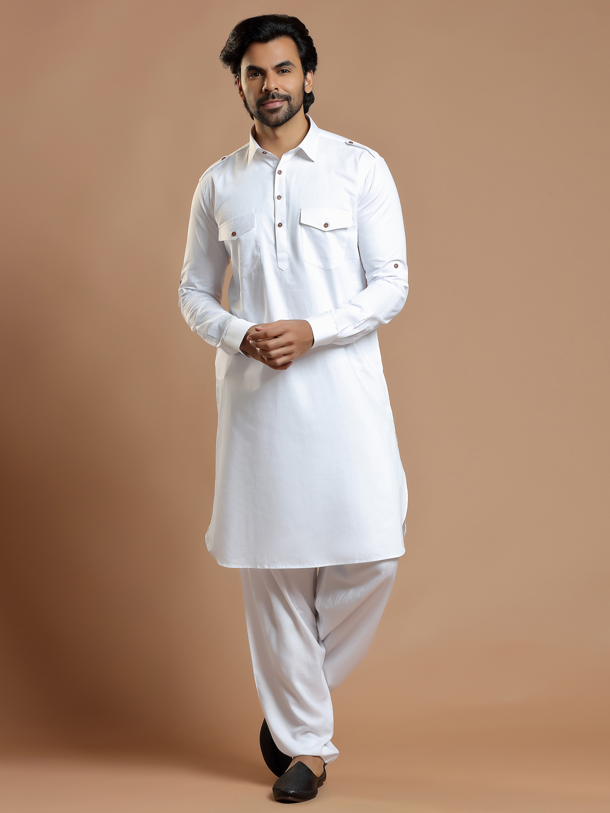 White men festive events cotton silk plain pathani suit - G3-MPS3170 |  G3fashion.com