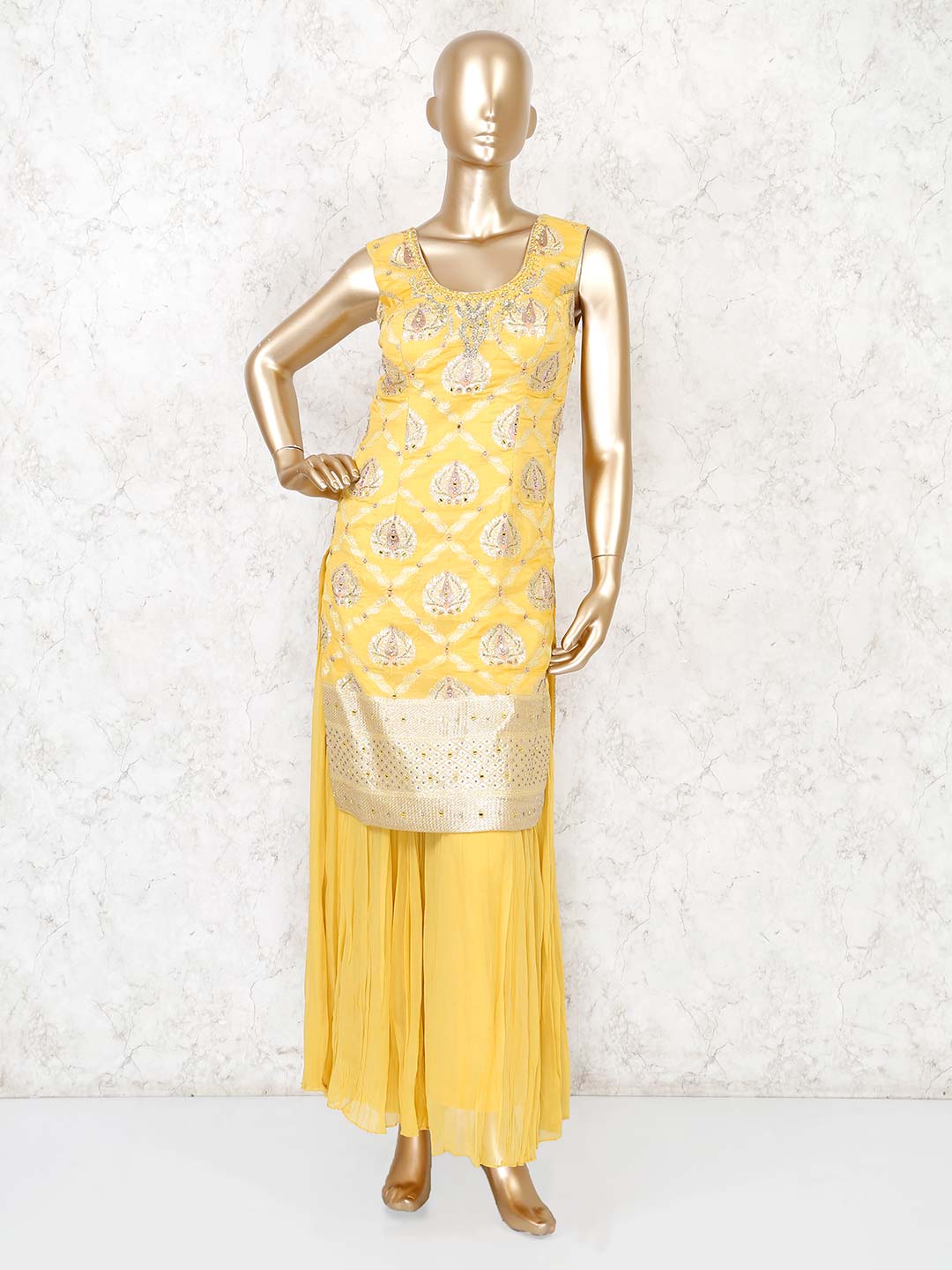 banarasi yellow dress