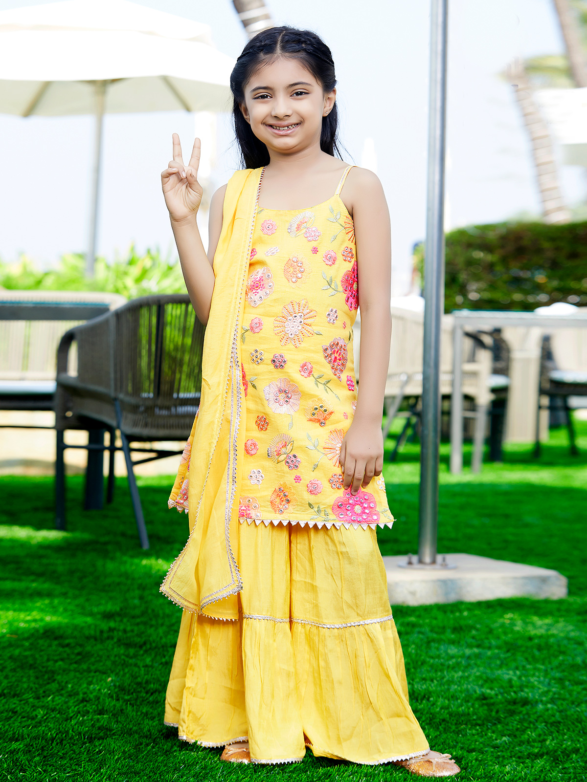 Partywear Bridal Yellow Salwar Kameez Kurta Sharara Plazo Pant Bottom Suit  Dress | eBay