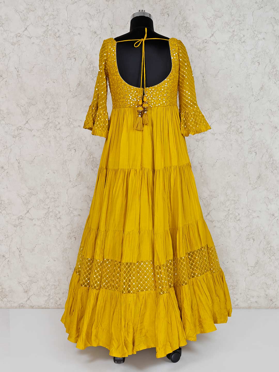 anarkali dress yellow