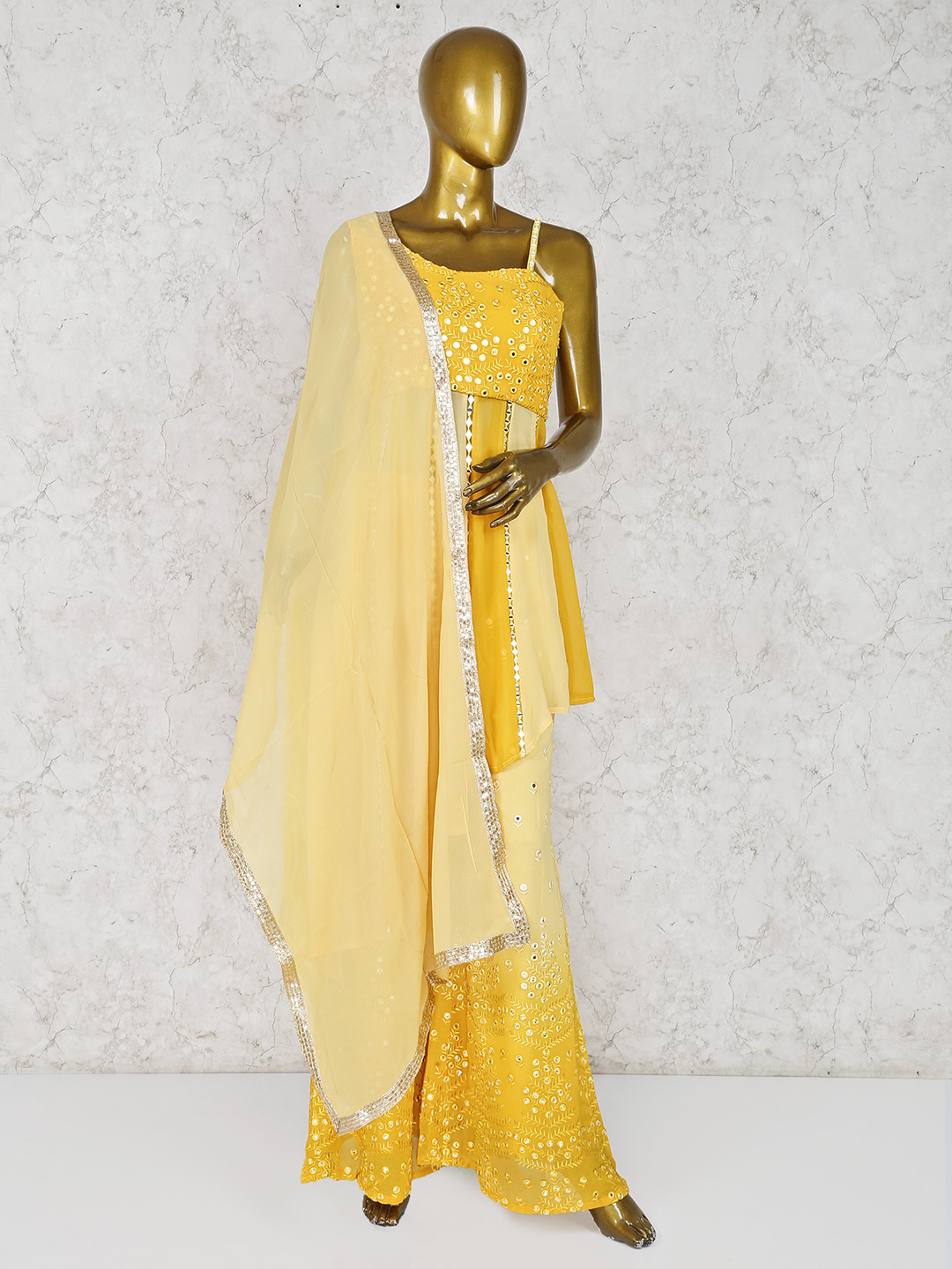 yellow palazzo suit