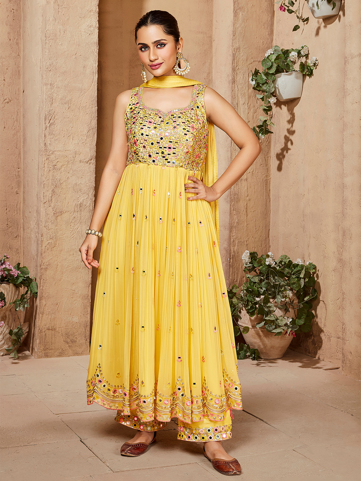 Buy Bumblebee Yellow Salwar Suit with Palazzo online-Karagiri