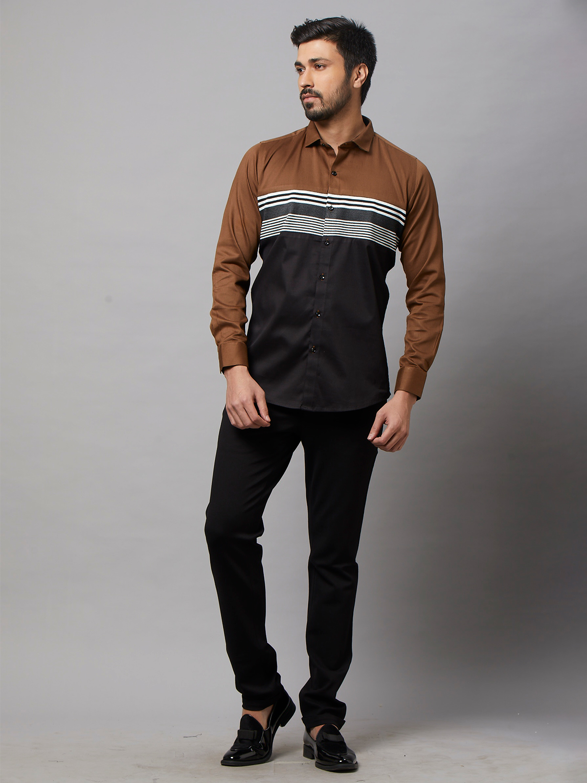 Tan / Light Brown / Oatmeal Oxford Shirt . Black Jeans | Mens brown shirt,  Mens shirt dress, Men fashion casual shirts